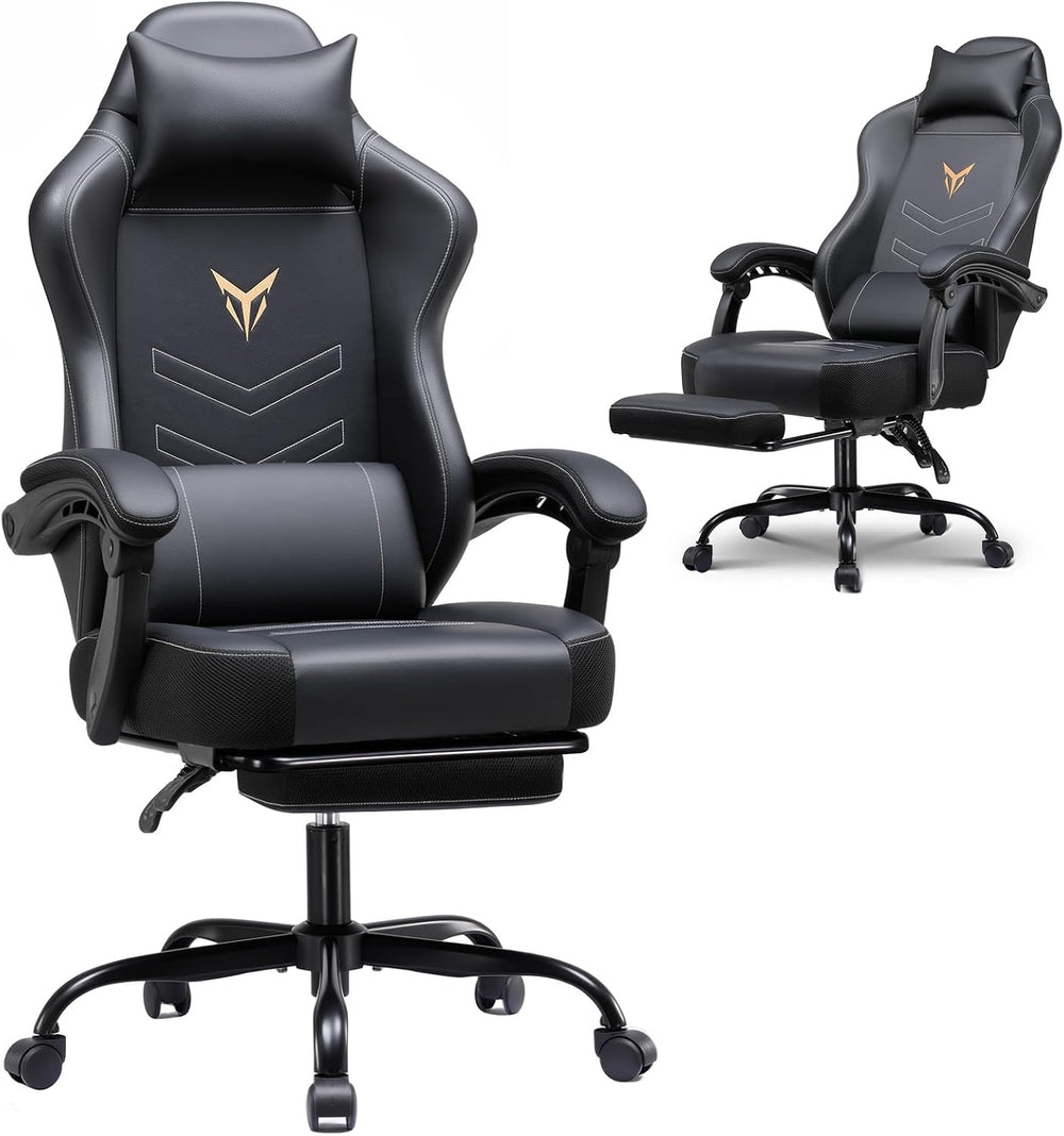 GTPLAYER Gaming Chair with Footrest, Recliner Chair with Headrest & Lumba...