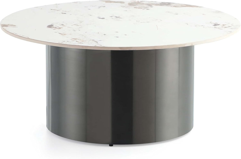 Manhattan Comfort Alondra 2 Piece Set, Round End and Coffee Tables with Sinte...