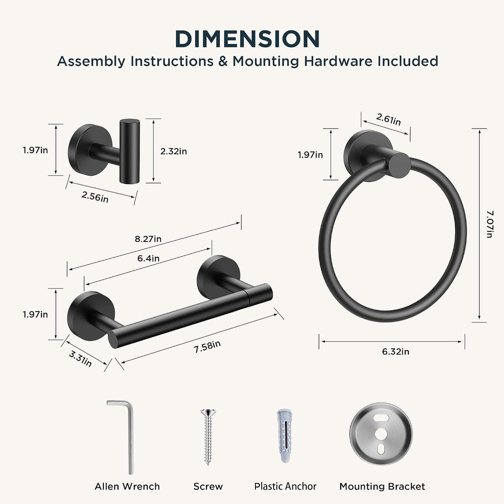 FORIOUS Bathroom Accessories Set, 4-Piece Bathroom Hardware Set