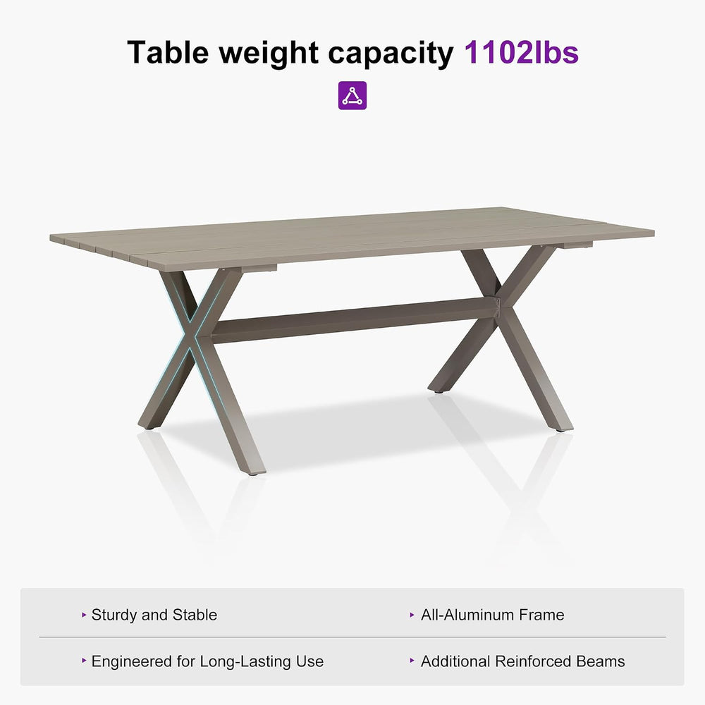 PURPLE LEAF Patio Dining Set for 8 with Cushions Champagne with Cover