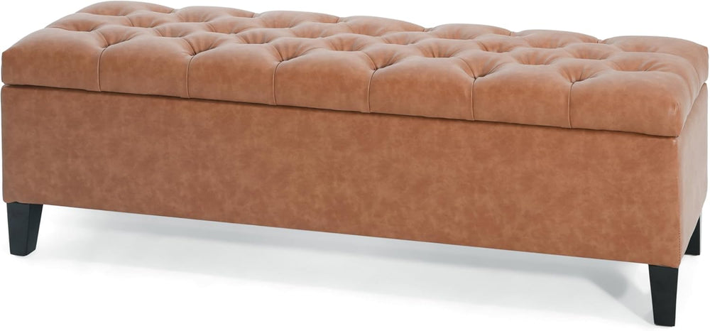 Christopher Knight Home Ottilie PU Leather Storage Ottoman Bench, Wooden Rect...