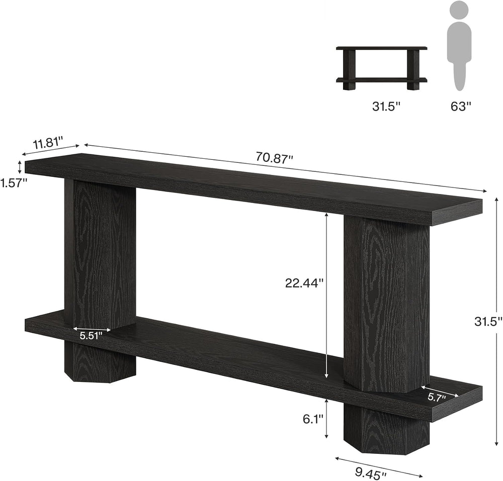 Tribesigns 71-Inch Long Console Table for Entryway, Wooden Sofa Table Behind ...