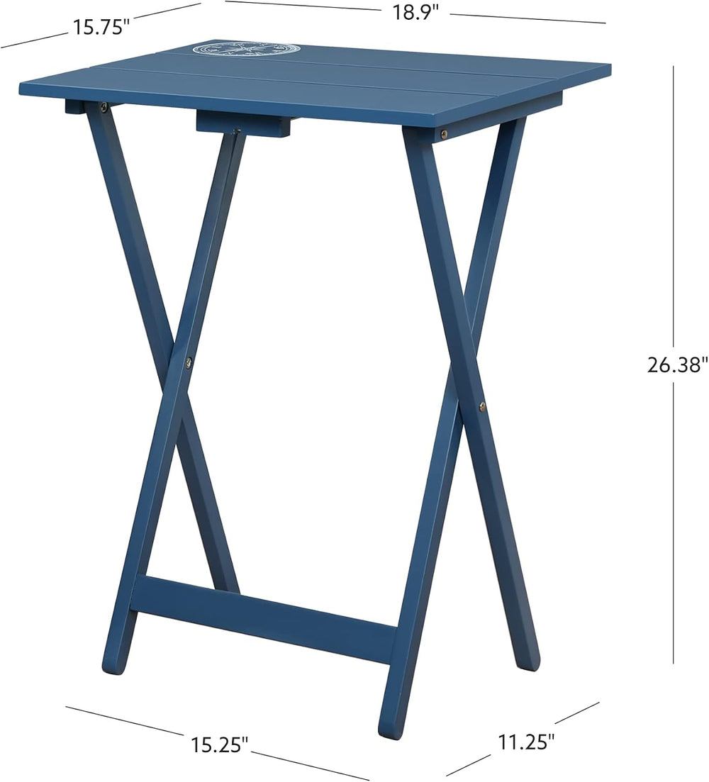 Linon SAMM Navy Trey Table Set with Compass Accent Includes Four Trey Tables ...
