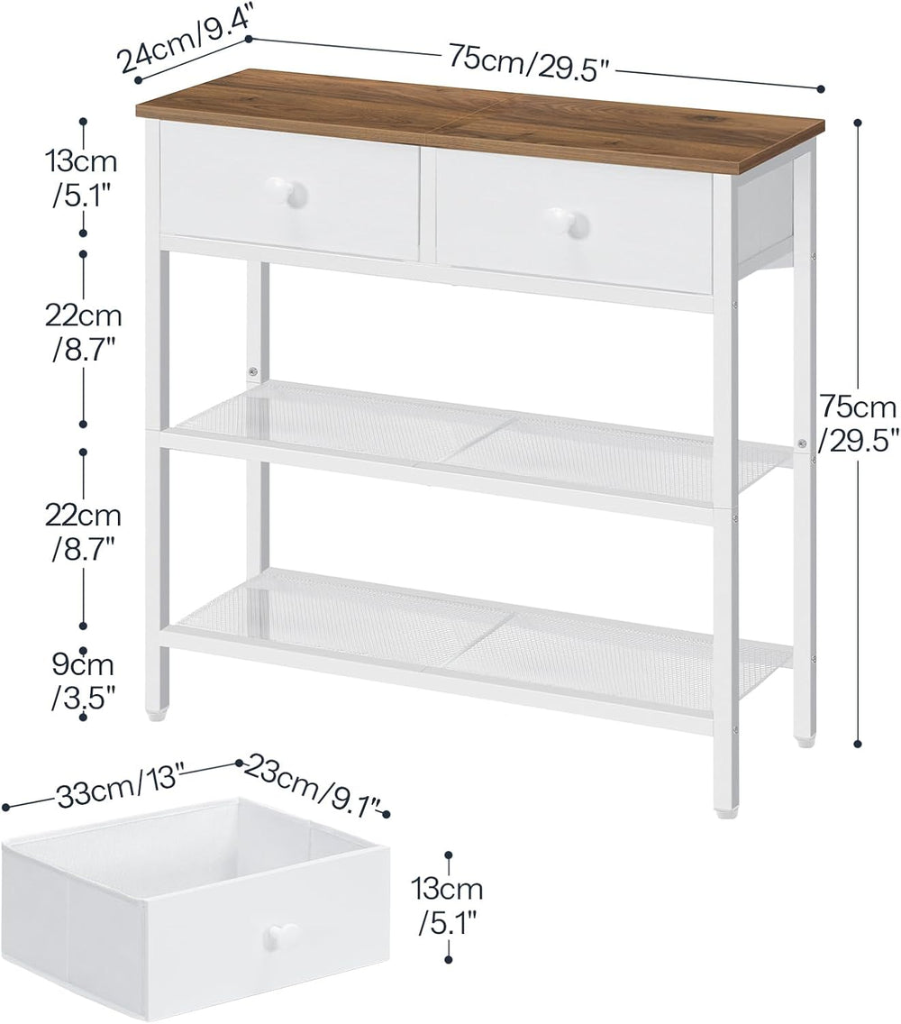 HOOBRO 29.5" Narrow Console Table with 2 Fabric Drawers, Sofa Table, Sma...