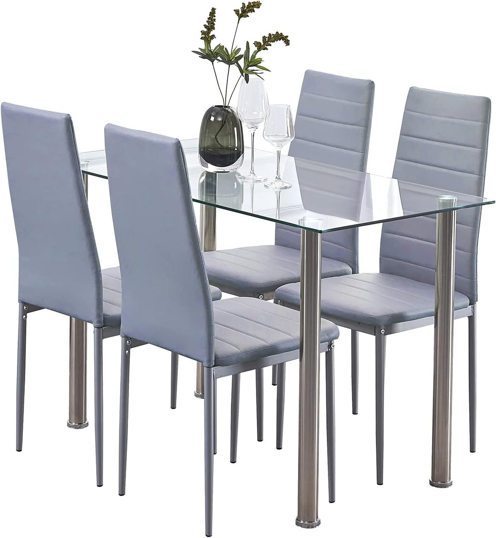 Dining Table Set for 4, 5 Piece Kitchen Table and Chairs for Dinette, Apartme...