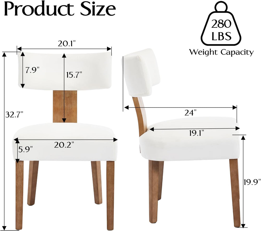 Upholstered Dining Chairs Set of 2, Mid Century Modern Linen Dining Chairs, A...