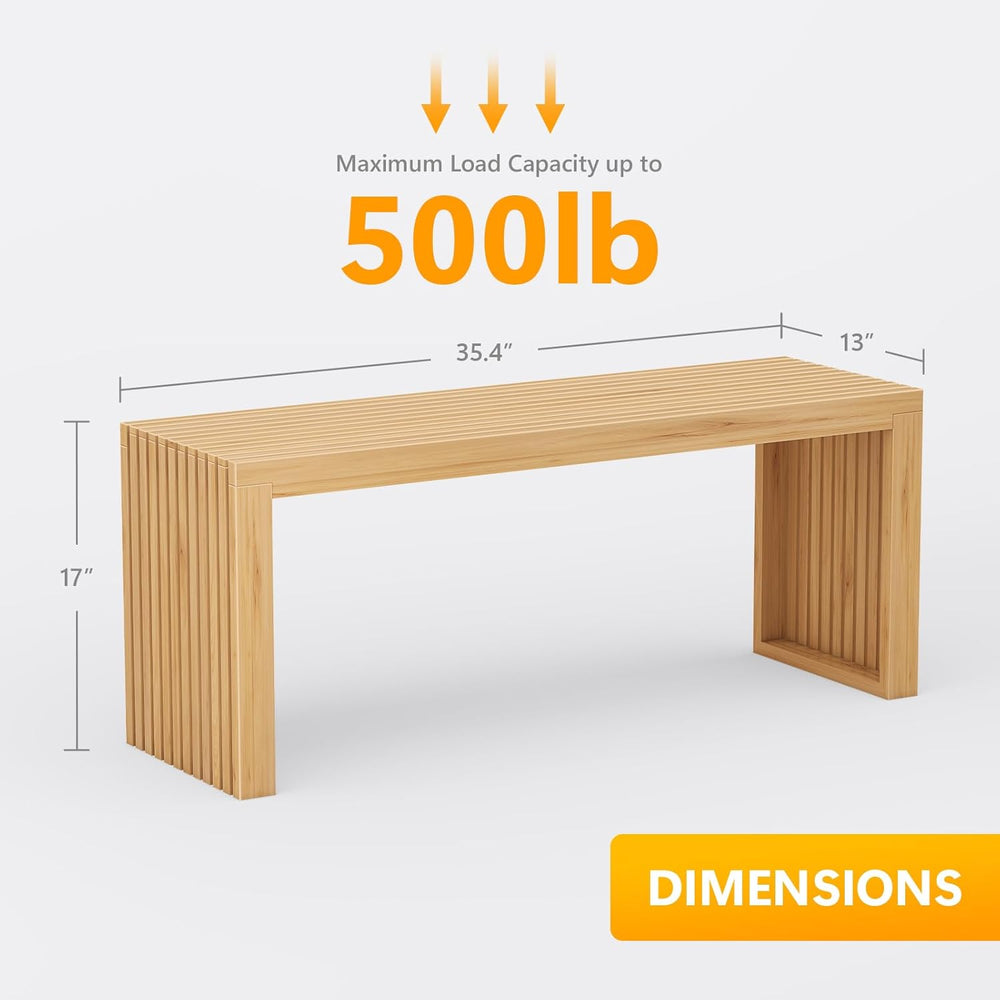 Bamboo Dining Bench, 35-inch Sleek Design Entryway Shoe Rack Bench, Indoor Ki...