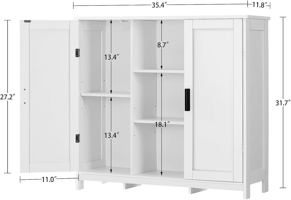 Iwell Storage Cabinet with 2 Doors and 4 Storage Shelves, Buffet Cabinet, Bat...