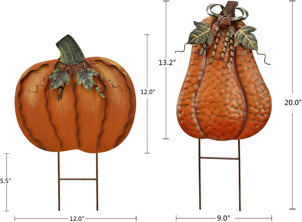 Metal Pumpkin Stakes Yard Signs Fall Decor Decorative Lawn Garden Stake