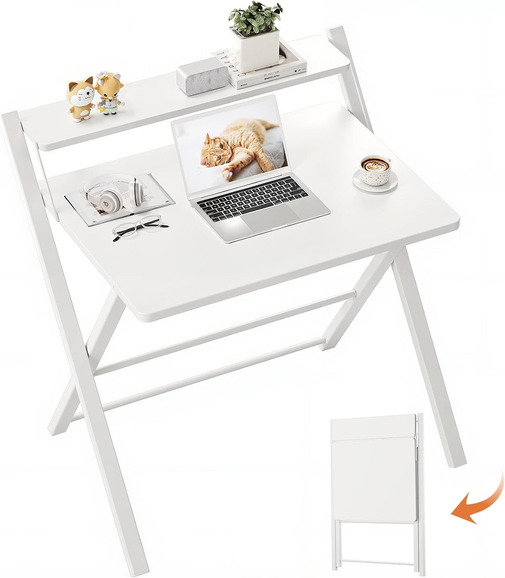 GreenForest Folding Desk No Assembly, Sturdy Computer Desk for Small Spaces