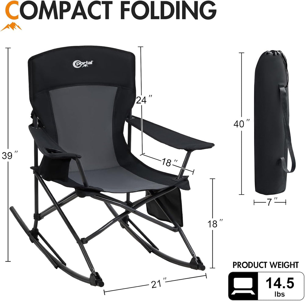 Portal Outdoor Rocking Chair Camping Folding Portable Rocker with Cup Holder ...