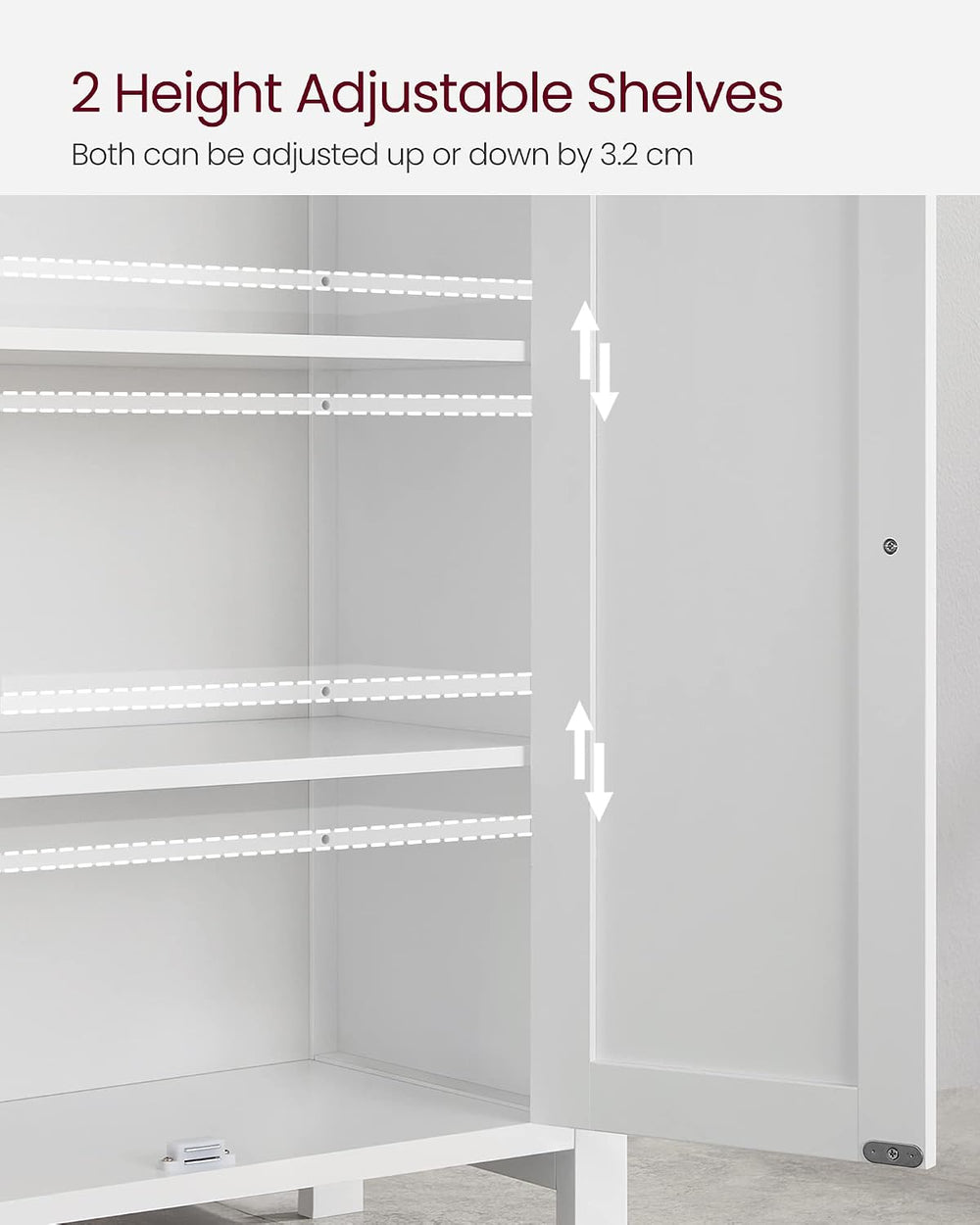 VASAGLE Floor Storage Cabinet, Freestanding Storage Unit with 2 Adjustable Sh...