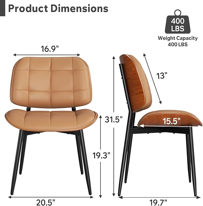 Dining Chair, Mid Century Modern Dining Room Chair, Upholstered Faux Leather ...