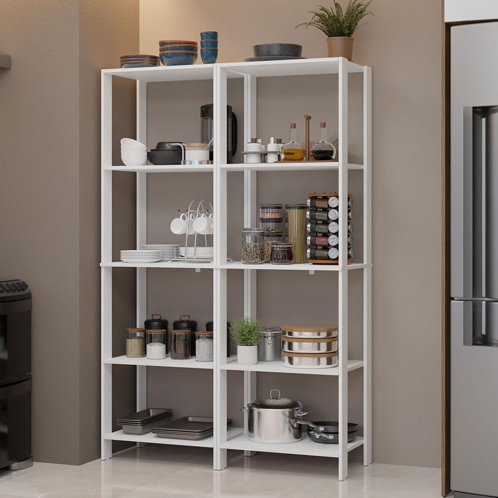 Madesa Kitchen Pantry Storage Rack with 10 Open Shelves 47" L Multiuse M...