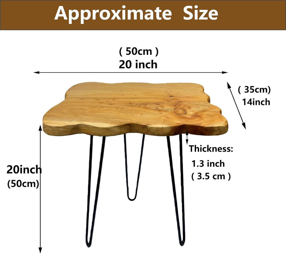 Live Edge Cedar End Table, 20" x 14" x 20" Small Side Table, N...