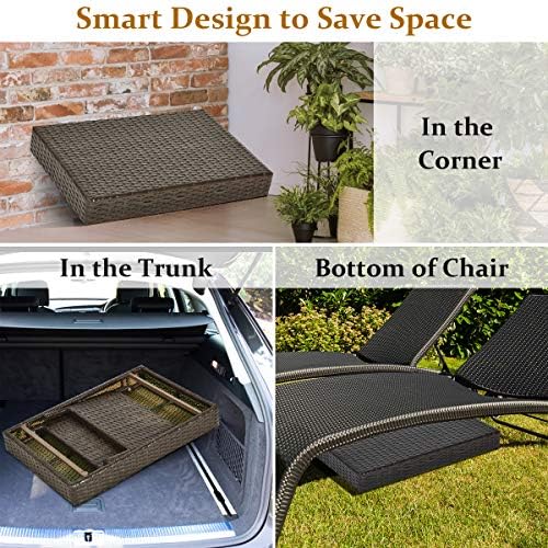 Tangkula Outdoor Folding Wicker Side Table