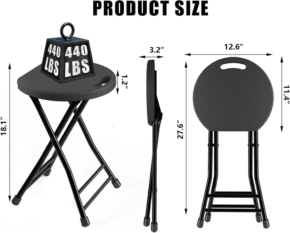 Folding Stool, 18 Inch Foldable Stool with Handle & Steel Frame, Pack of ...