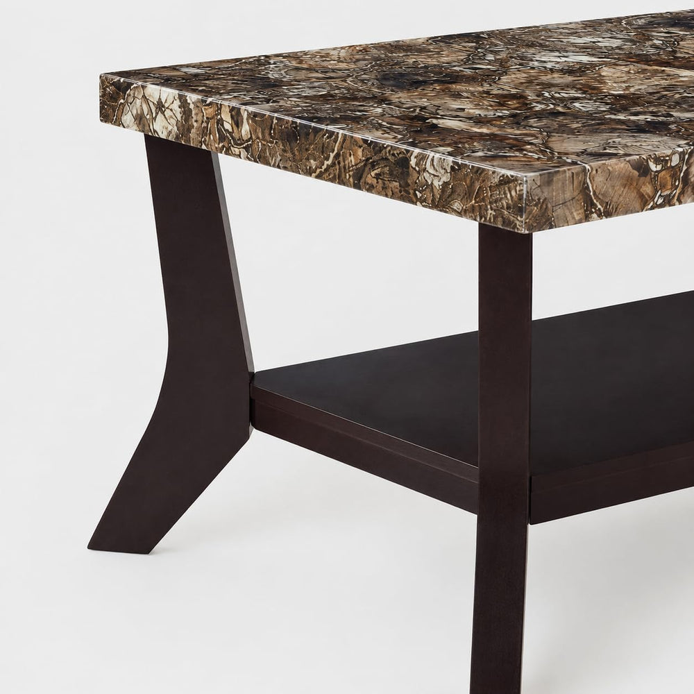 Faux Marble Coffee Table 3-Piece Set Rectangular Coffee Table with Two Matchi...