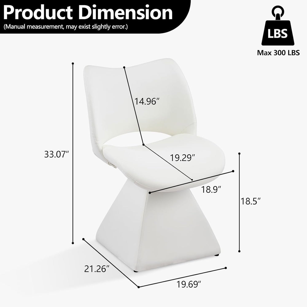 Swivel Dining Chair, Modern Faux Leather Kitchen Chair, Upholstered Armless S...