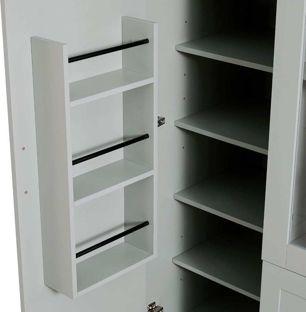 Virubi Modern Large Kitchen Pantry with 6 Doors, 53.2" L x 17.7" W ...