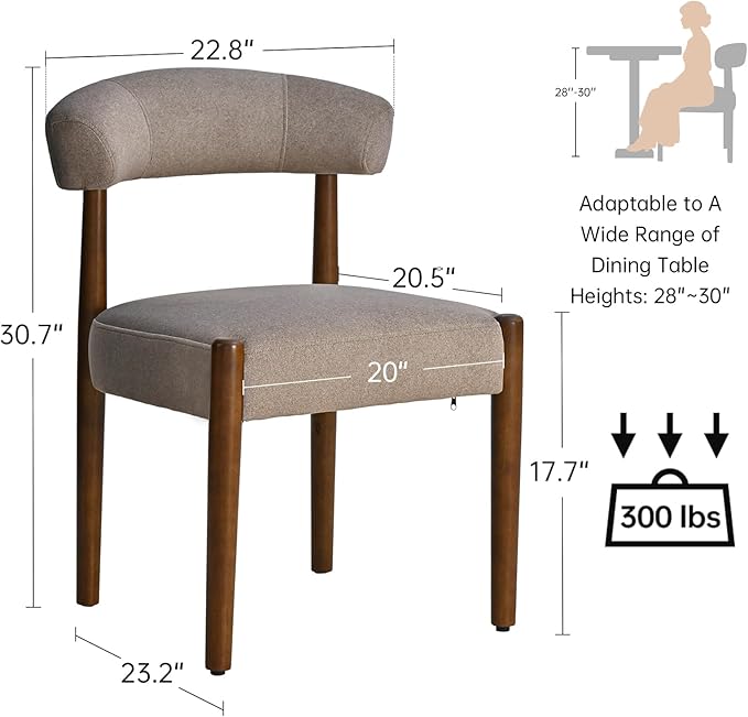 VKNOW Wooden Dining Chairs Set of 2, Modern Upholstered Dining Room Chairs wi...
