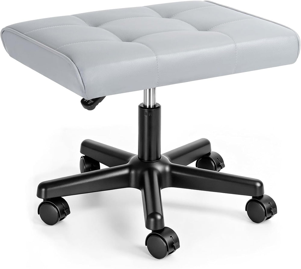 Footrest Under Desk Leg Rest Ottoman Adjustable Height Foot Stool (Grey)
