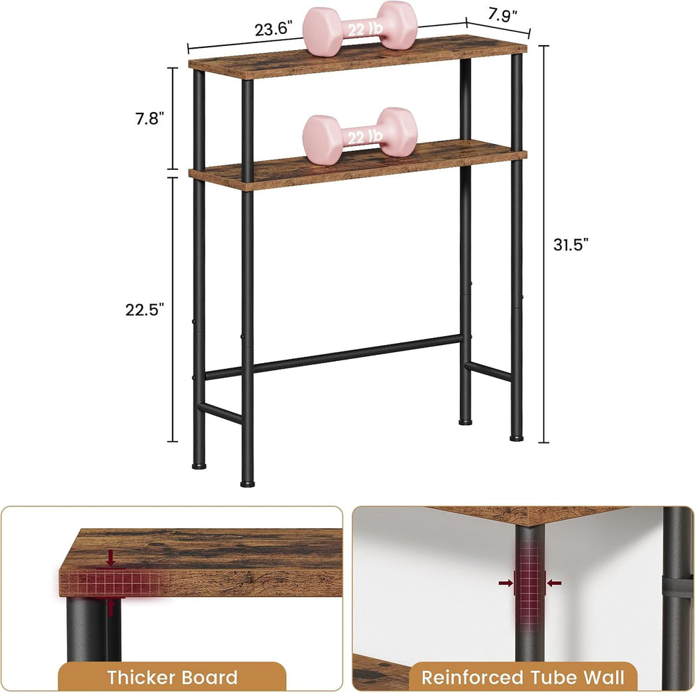 Asgolion Narrow Console Table, 23.6" Small Entryway Table, 2-Tier Sofa T...