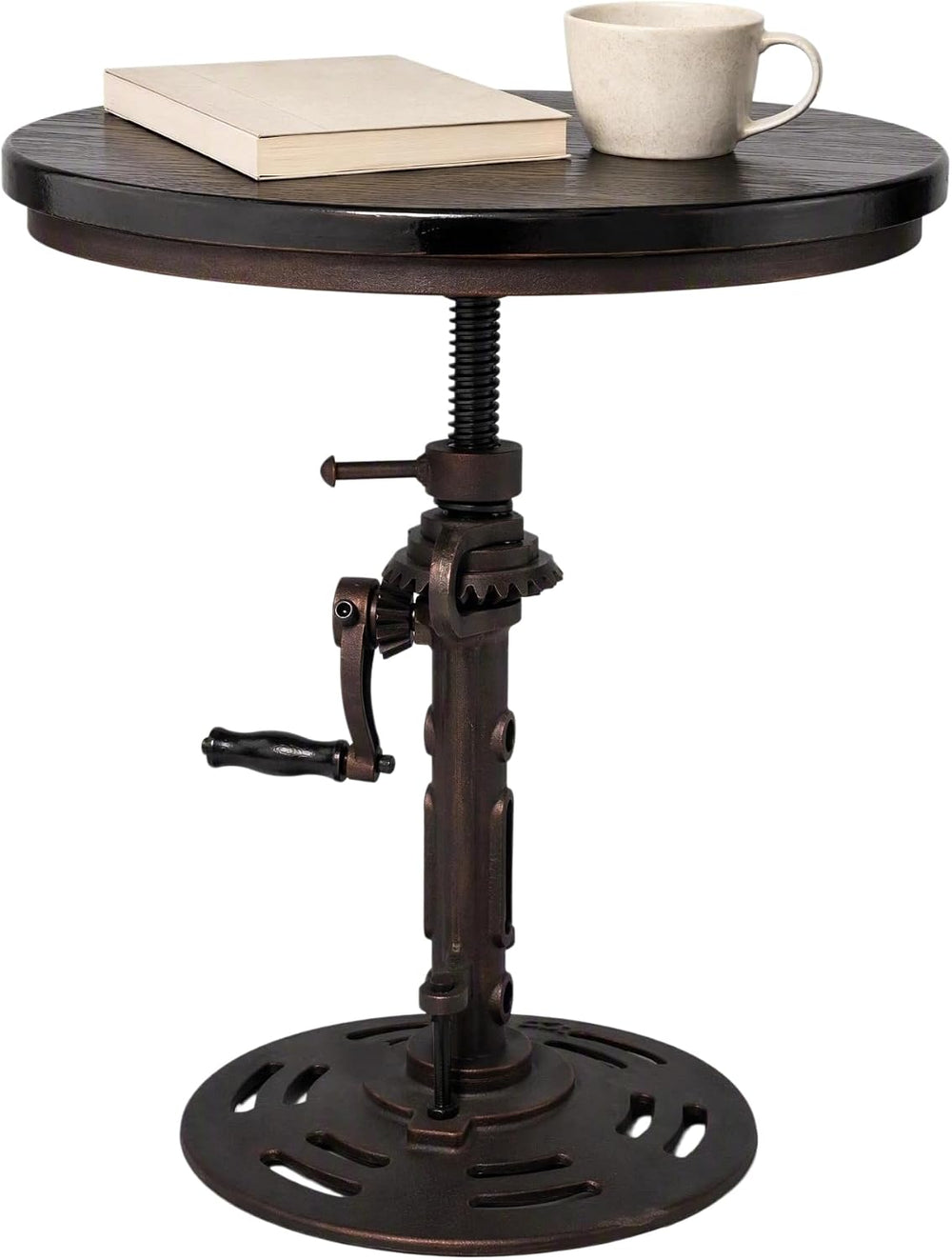 Farmhouse Small Bistro Table 18-24inch Adjustable Height Industrial Coffee Ta...