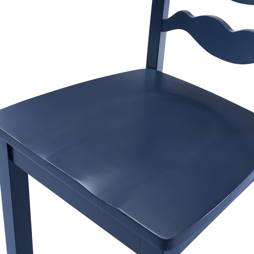 DUHOME Wood Ladder Back Chairs Set of 2,Blue- Wooden Armless Kitchen Chairs w...