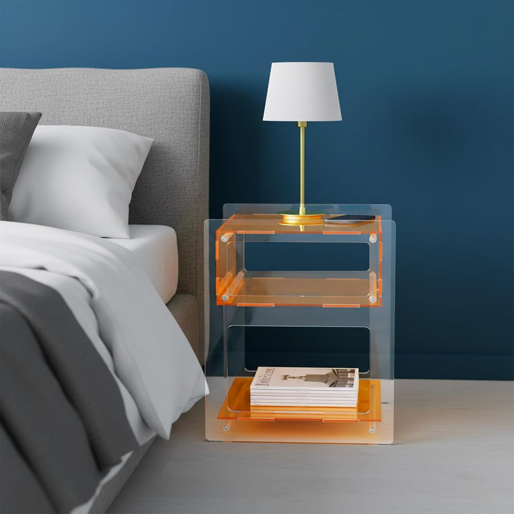 Acrylic Side Table for Living Room, Acrylic Nightstand for Bedroom, Sturdy Co...