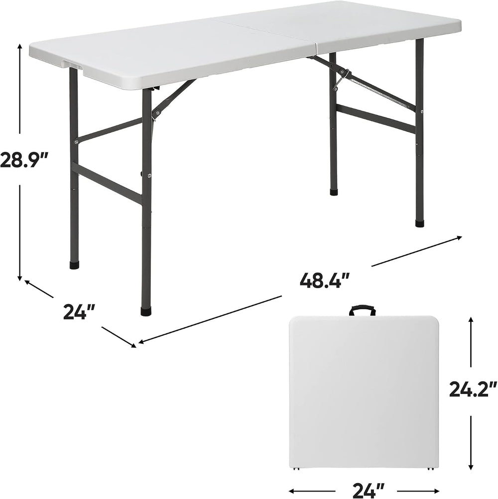 SUPER DEAL Portable 4 Foot Plastic Folding Table, Small Indoor Outdoor Heavy ...