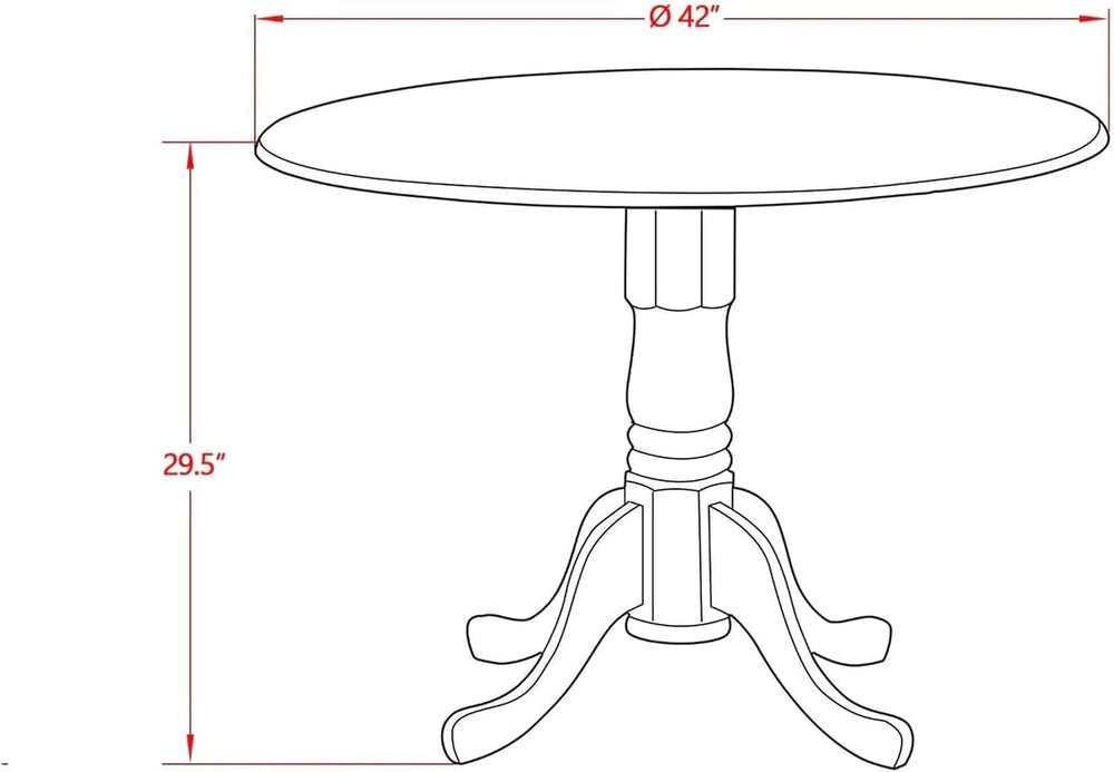 CARTESIAN Round Drop Leaf Dining Table, Walnut and White, Solid Wood, 42 Inch...