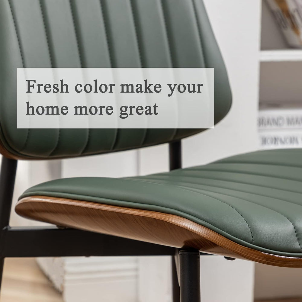 LUNLING Dining Chairs Set of 2 Mid Century Modern Retro Faux Leather Chair wi...