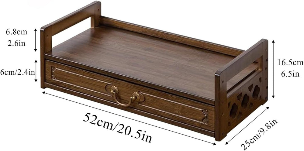 Bamboo Altar Meditation Table - Spiritual Worship Table with Drawer & 2-T...