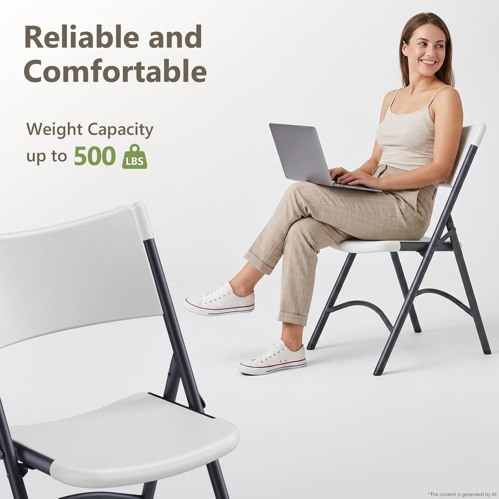 Folding Table and Chairs Set for 4, 4FT Adjustable Height Plastic Folding Tab...