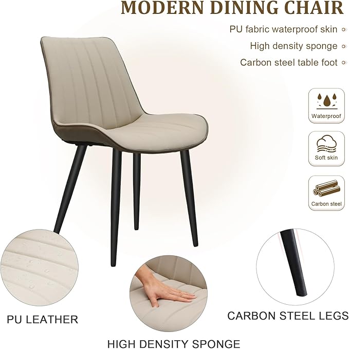 Dining Chairs Set of 2, Leather Modern Kitchen & Dining Room Chairs, Comf...