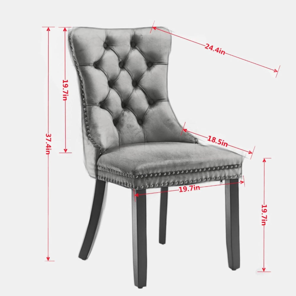 Dining Chairs Set of 2, Dining Chair with Velvet Upholstery Seat & Contou...