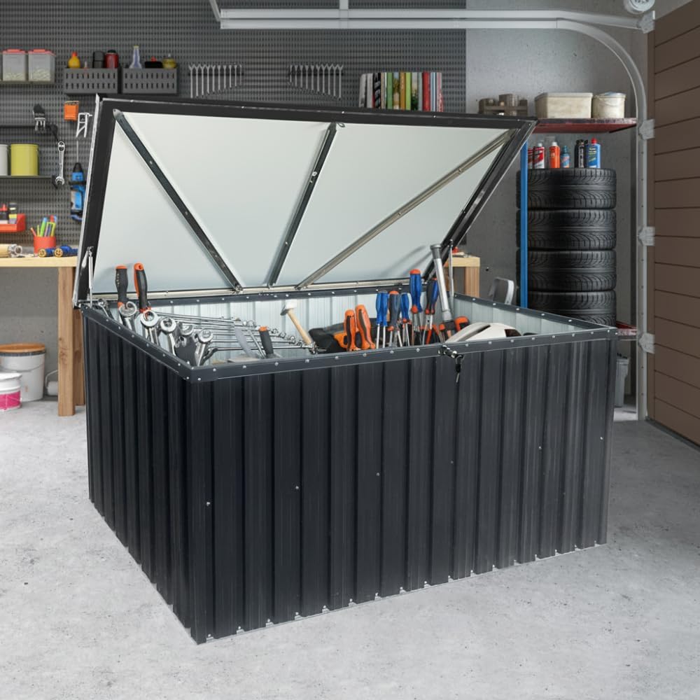 Metal Storage Box for Outdoors, Durable Large Capacity Organizer, Waterproof ...
