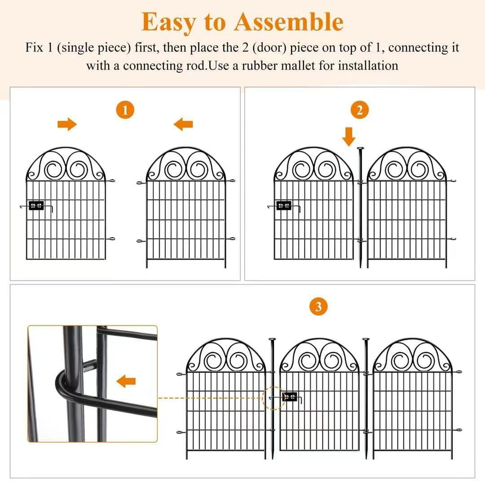 Getlay Tall Garden Animal Barrier Fence with Gate, 36 in(H)×17.5 Ft(L) 8 Pane...