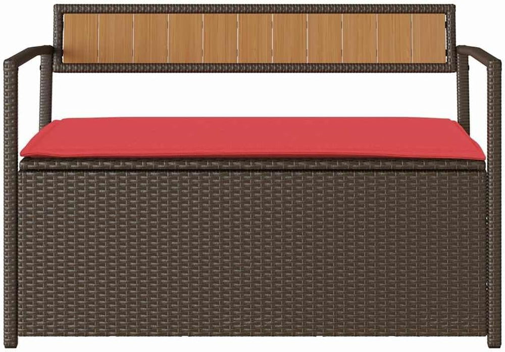 PE Rattan Patio Storage Bench with Cushion, Outdoor Seat for Cushions and Gar...