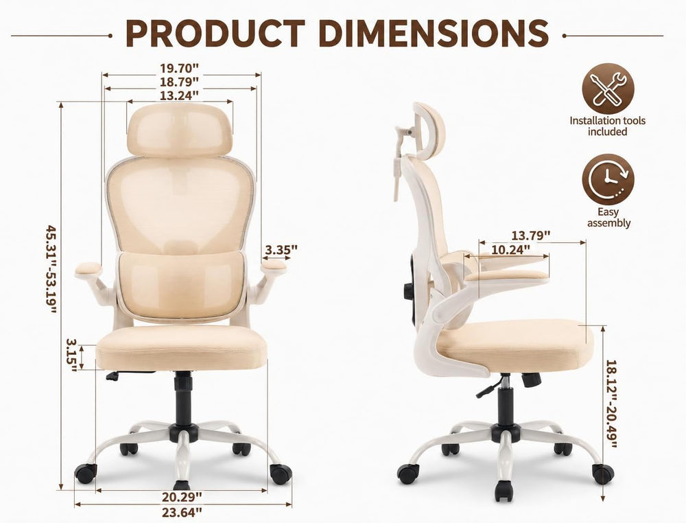 Ergonomic Office Chair with Adjustable Headrest & Lumbar Support, High Ba...