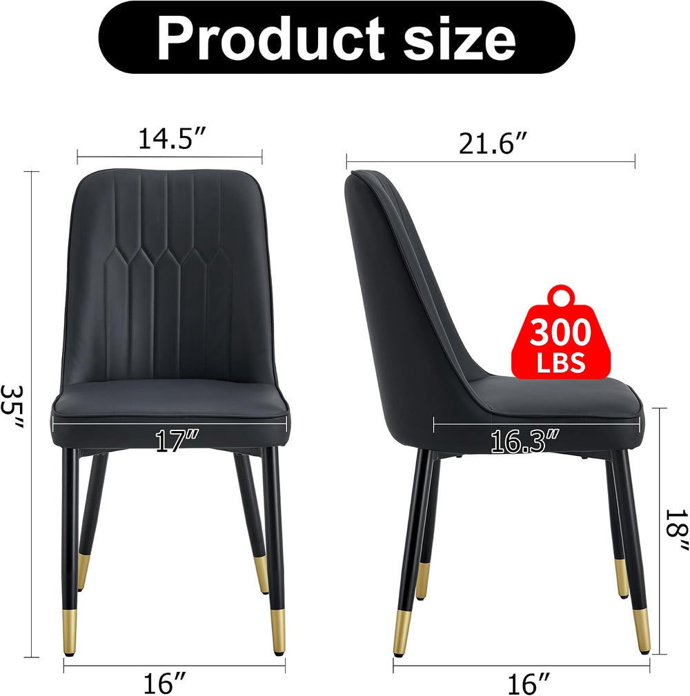 Dining Chairs Set of 4,Modern Dining Chairs | PU leather Backrest Cushions an...