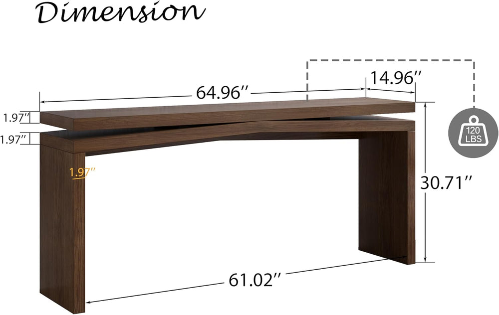 Modern Long Console Table for Entryway Dark Brown Wood 65 Inch | Behind Couch...