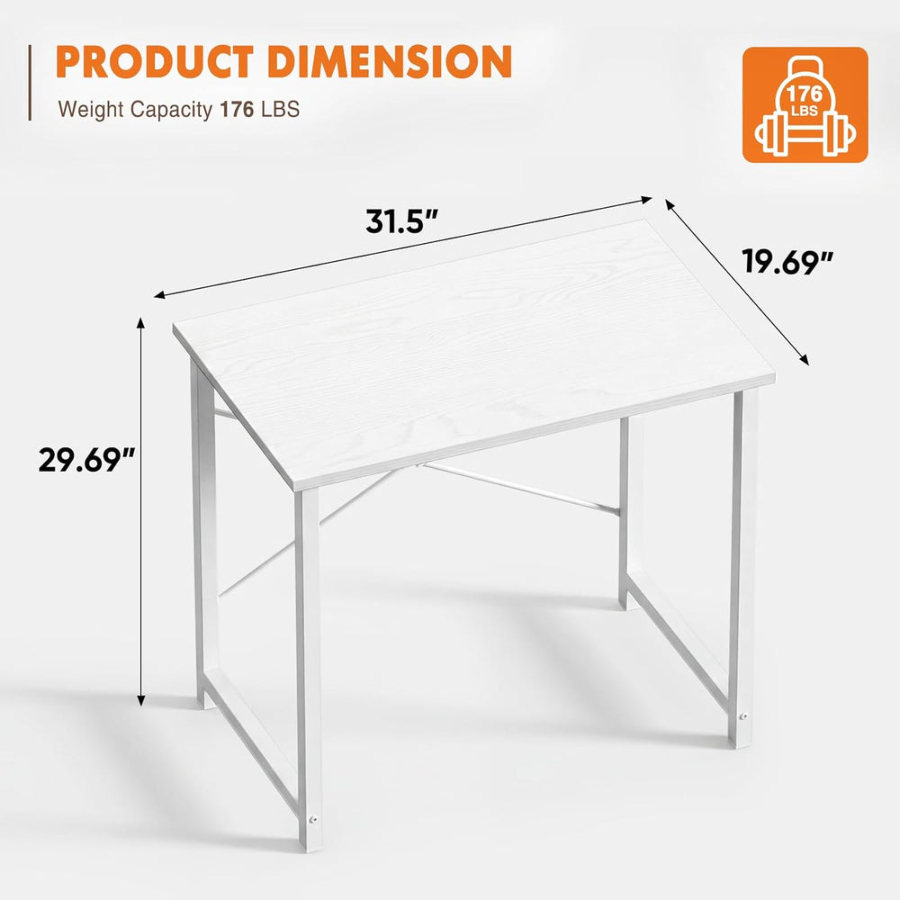 Sweetcrispy 32-Inch Small Computer Desk for Bedroom, White, 2 Pack