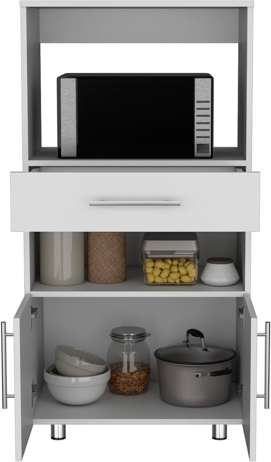 Worland Pantry Cabinet with Microwave Stand, Multi-Functional with Drawer and...