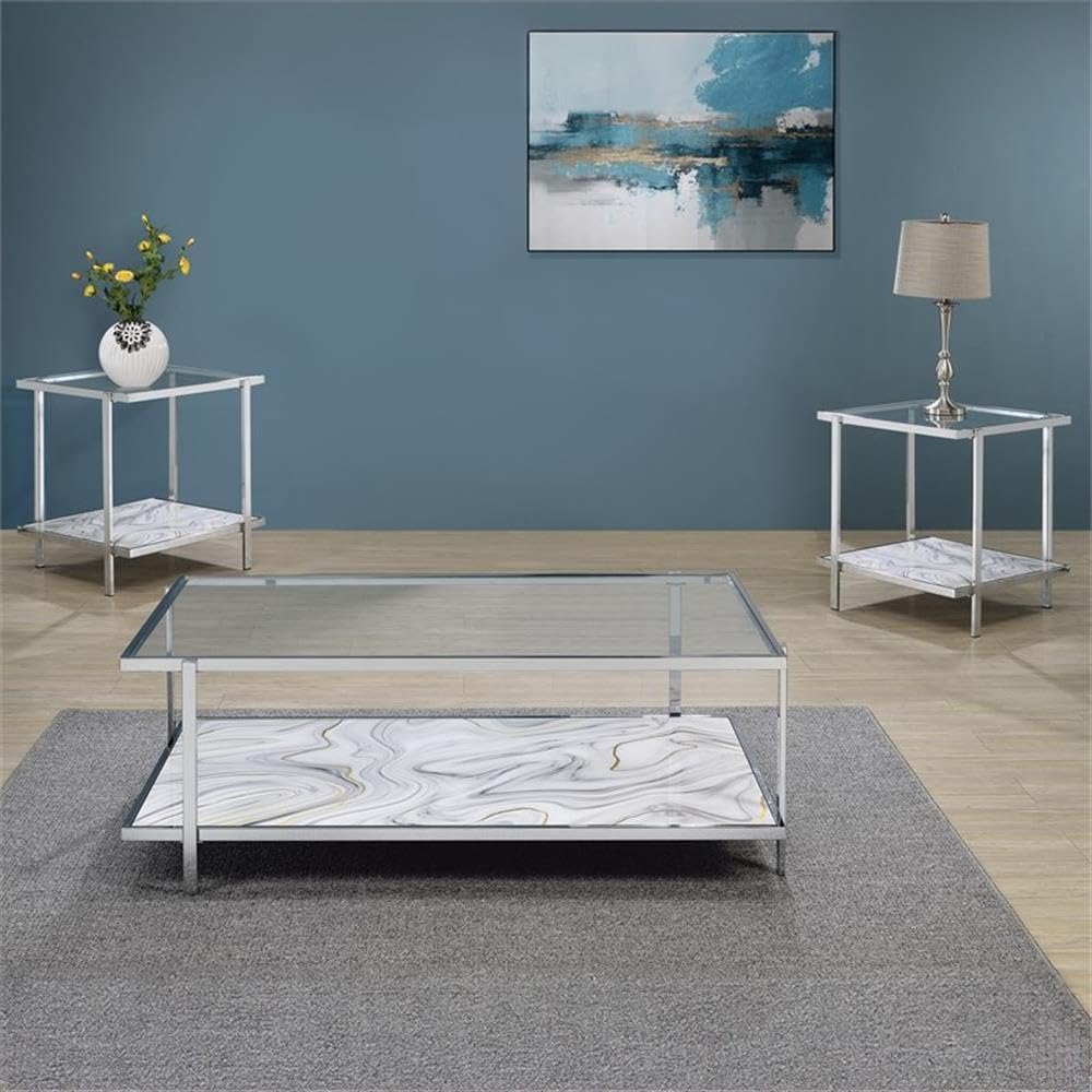 Pemberly Row Contemporary 3-Piece Coffee & End Table Set, Engineered Wood...