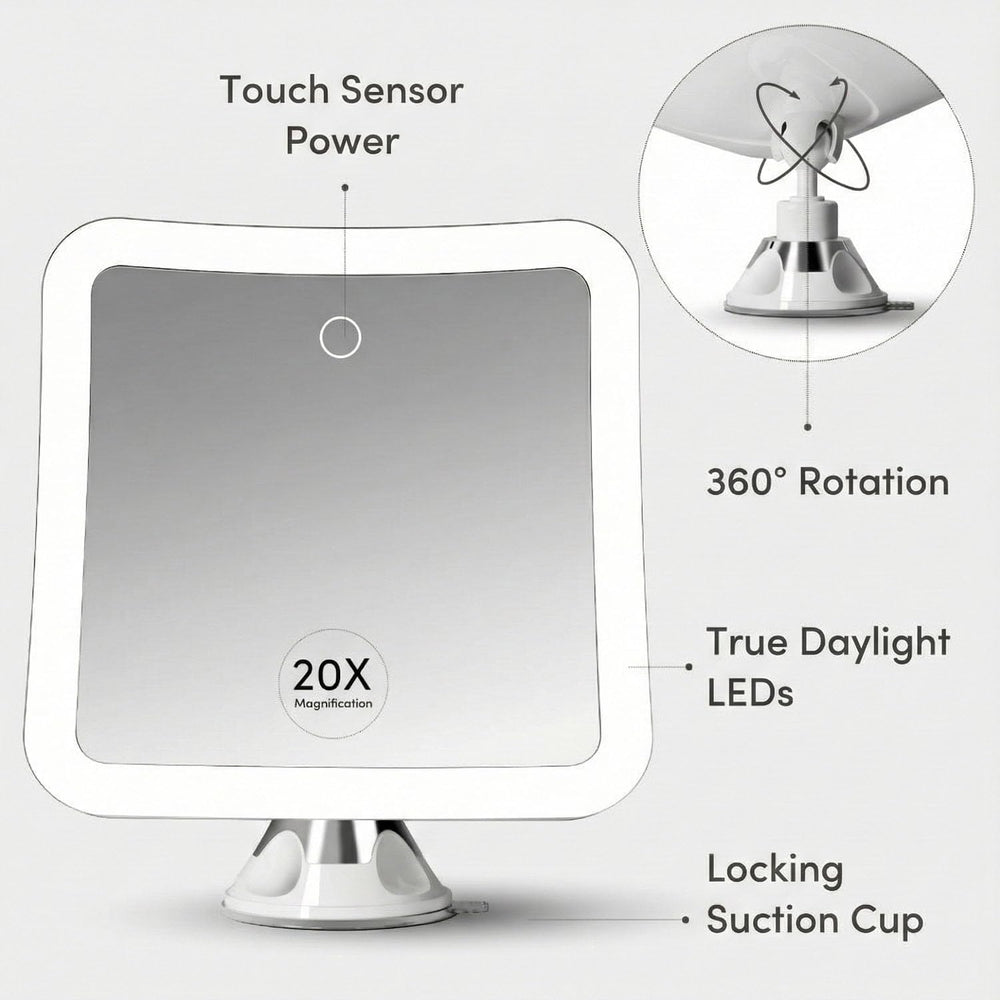 Fancii 20x Magnifying Makeup Mirror with LED Lights, Rechargeable, High Zoom ...