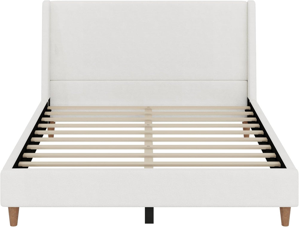 JIVOIT Queen Size Upholstered Platform Bed, Modern Velvet Upholstered Platfor...