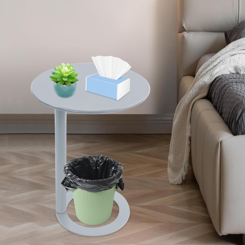 C-Shaped Round Side Table, Couch Side Tables with O-Shaped Base, Metal End Ta...