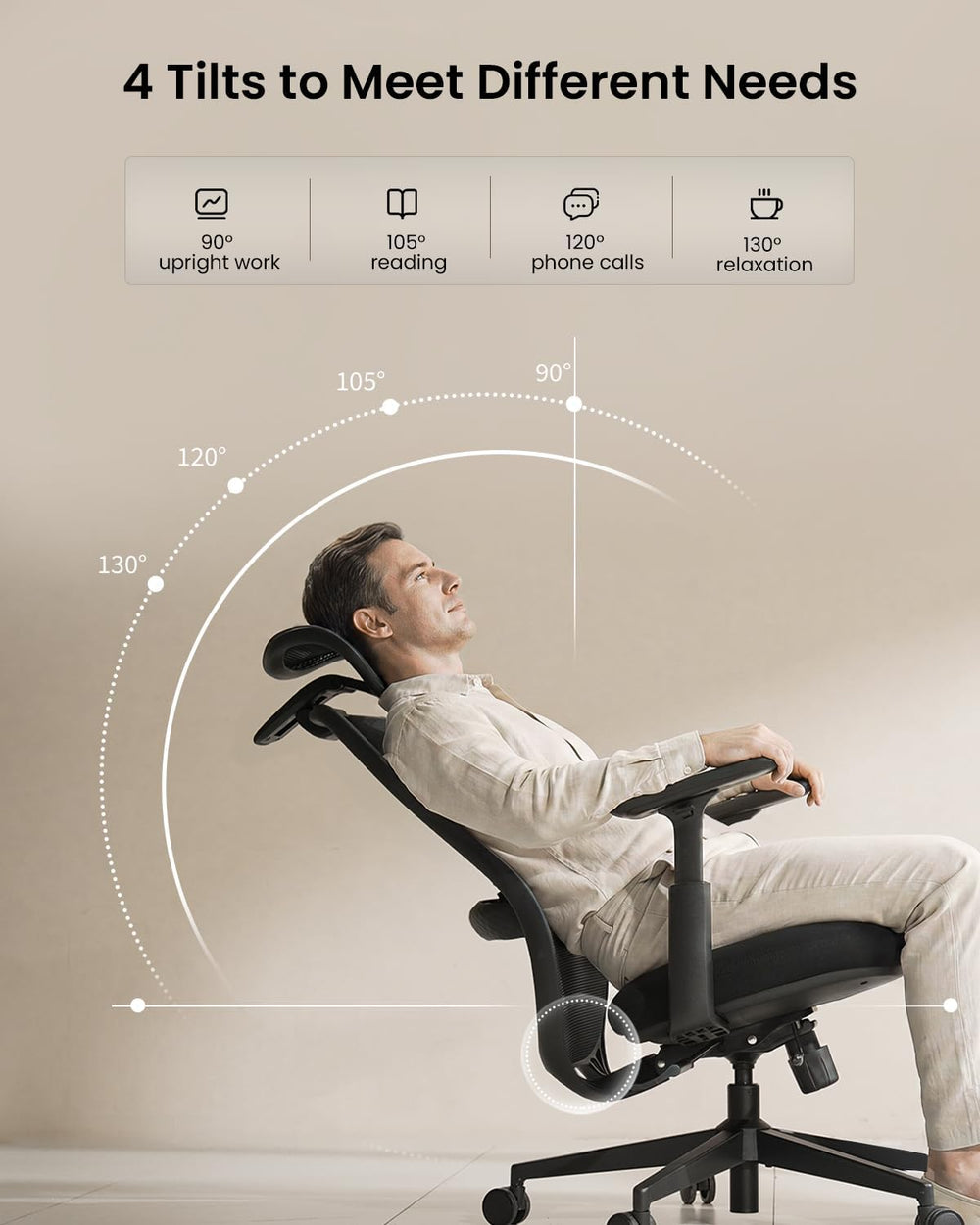 ProtoArc EC200 Ergonomic Office Chair with Adjustable Seat Depth | Lumbar Sup...